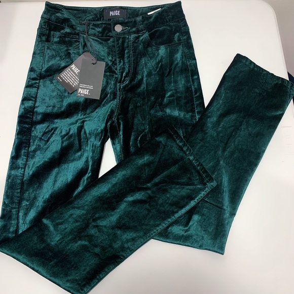 PAIGE Denim - 💥SALE💥 Paige Hoxton Green Velvet Skinny Jeans 25